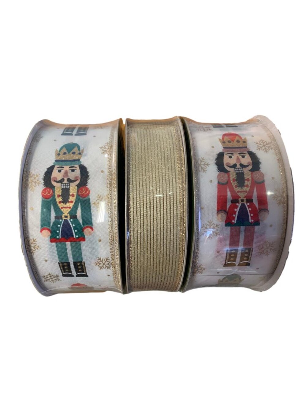 Members Mark 3PC Premium Wired Edge Ribbon 1.5" & 2.5" x 50 Yard Nutcracker Gold